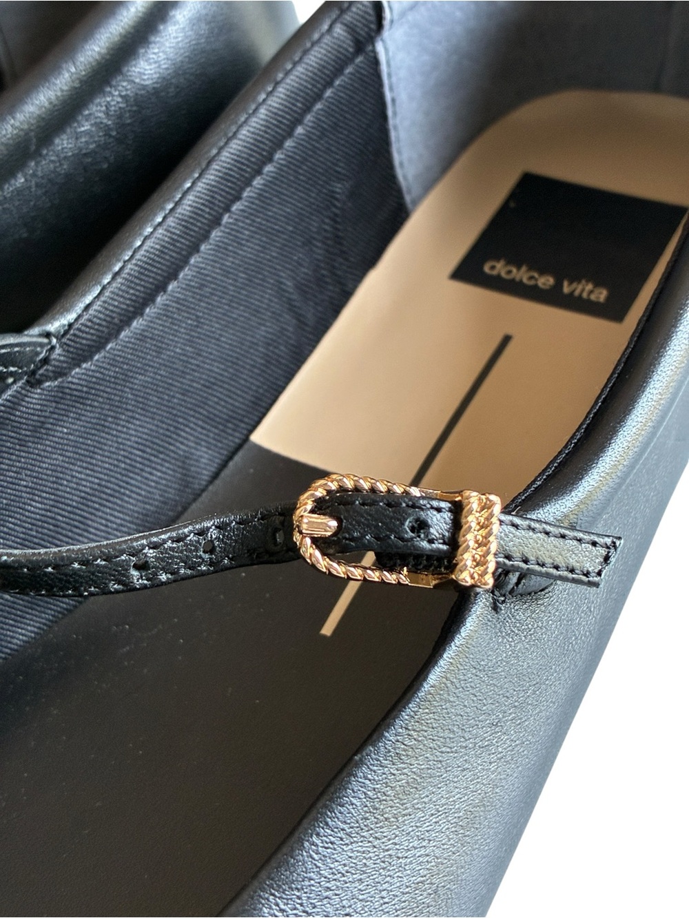 Dolce Vita Aileen Mary Jane Flats Black Leather Size 7.5 NIB - Picture 10 of 12